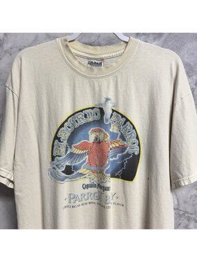 Vintage Electric Parrot Captain Morgans T Shirt Mens XL White Y2K